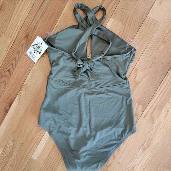 Becca by Rebecca Virtue Fine Line Tessa Crossover High Neck One-Piece Size Small - Picture 14 of 16